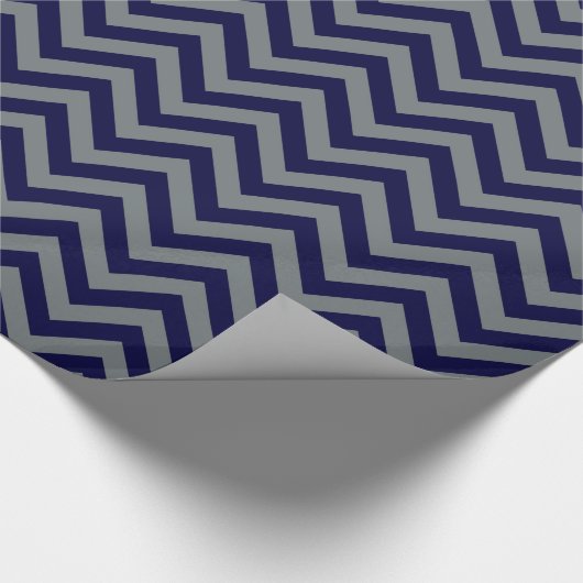 Navy Blue, Charcoal Large Chevron ZigZag Pattern Cadeaupapier (Hoek)