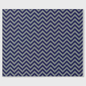 Navy Blue, Charcoal Large Chevron ZigZag Pattern Cadeaupapier (Vlak)
