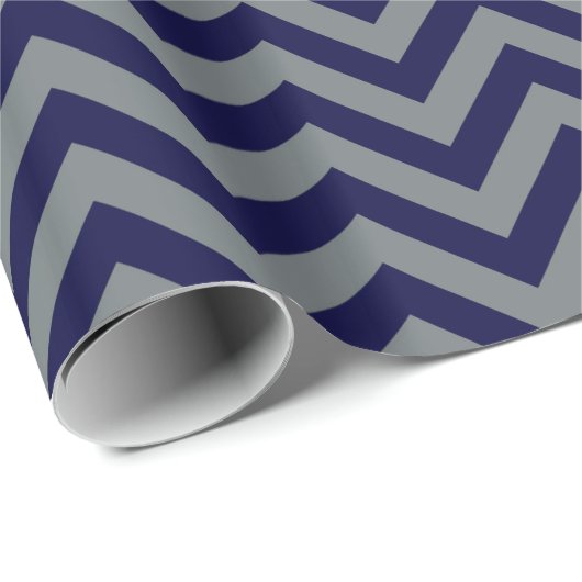 Navy Blue, Charcoal Large Chevron ZigZag Pattern Cadeaupapier (Rol Hoek)