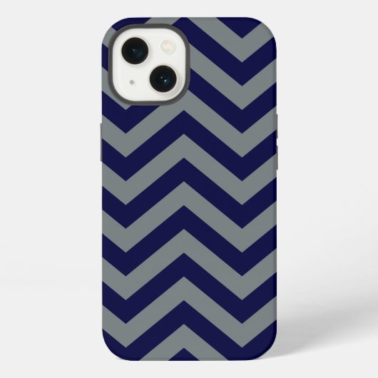 Navy Blue, Charcoal Large Chevron ZigZag Pattern iPhone Hoesje (Achterkant)