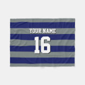 Navy Blue Charcoal Team Jersey Preppy Stripe Fleece Deken (Voorkant (Horizontaal))