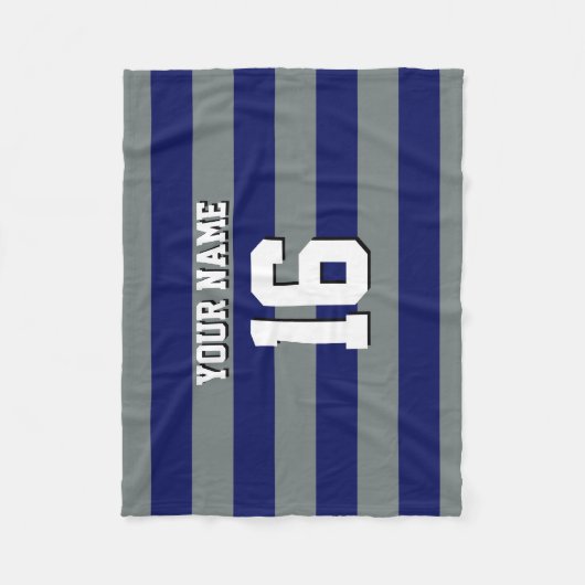 Navy Blue Charcoal Team Jersey Preppy Stripe Fleece Deken (Voorkant)