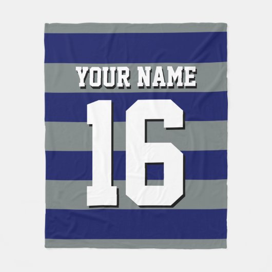 Navy Blue Charcoal Team Jersey Preppy Stripe Fleece Deken (Voorkant)