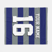 Navy Blue Charcoal Team Jersey Preppy Stripe Fleece Deken (Voorkant (Horizontaal))