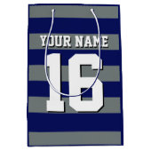 Navy Blue Charcoal Team Jersey Preppy Stripe Medium Cadeauzakje (Voorkant)