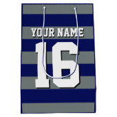 Navy Blue Charcoal Team Jersey Preppy Stripe Medium Cadeauzakje (Achterkant)