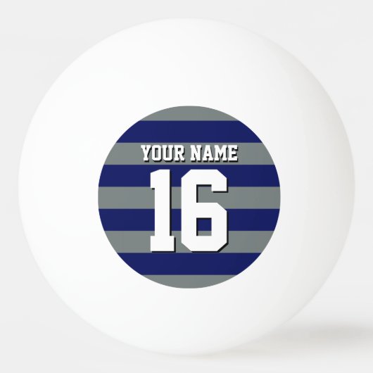 Navy Blue Charcoal Team Jersey Preppy Stripe Pingpongbal (Voorkant)
