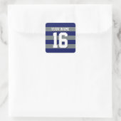 Navy Blue Charcoal Team Jersey Preppy Stripe Vierkante Sticker (Tas)