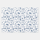 Navy Blue Charleston Toile Gift Wrap Inpakpapier Vel (Voorkant 2)
