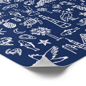 Navy Blue Charleston Toile Poster (Hoek)