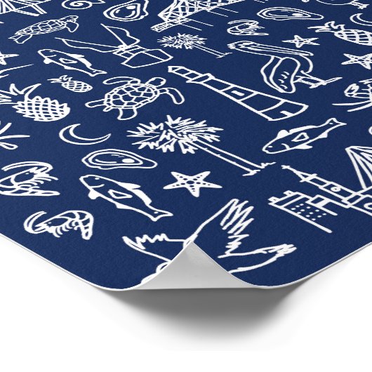 Navy Blue Charleston Toile Poster (Hoek)