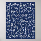 Navy Blue Charleston Toile Poster (Voorkant)