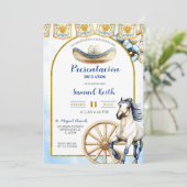 Navy Blue Charro Presentacion de 3 anos Invitatio Kaart (Staand voorkant)