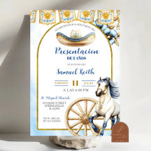 Navy Blue Charro Presentatie van 3 jaar uitnodigin