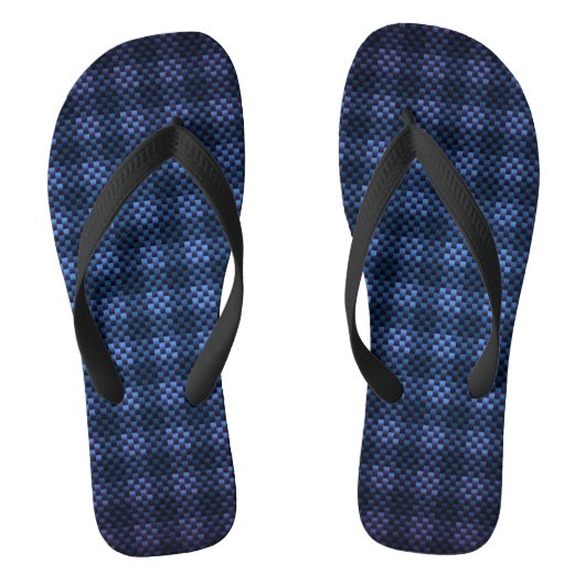 Navy blue checkered koolstofvezel gepatterd teenslippers (Voetbed)