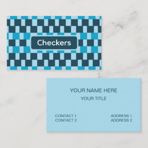 Navy Blue Checkers Geruit Visitekaartje