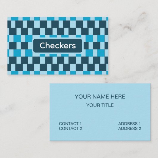 Navy Blue Checkers Geruit Visitekaartje (Voorkant / Achterkant)