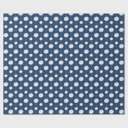Navy Blue Cheerleader Pom Pom Pattern Cadeaupapier (Vlak)