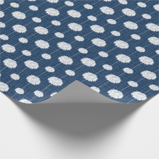 Navy Blue Cheerleader Pom Pom Pattern Cadeaupapier (Hoek)