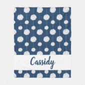 Navy Blue Cheerleader Pom Pom Pattern Fleece Deken (Voorkant)