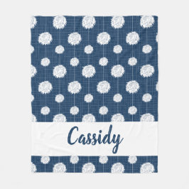 Navy Blue Cheerleader Pom Pom Pattern Fleece Deken