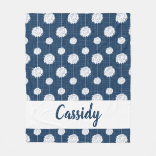 Navy Blue Cheerleader Pom Pom Pattern Fleece Deken