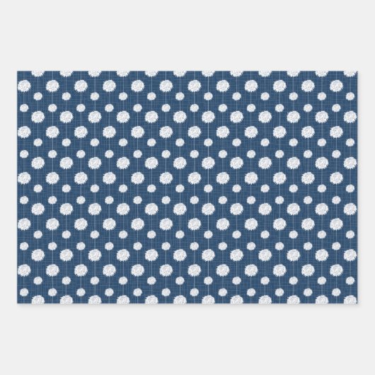 Navy Blue Cheerleader Pom Pom Pattern Inpakpapier Vel (Voorkant)