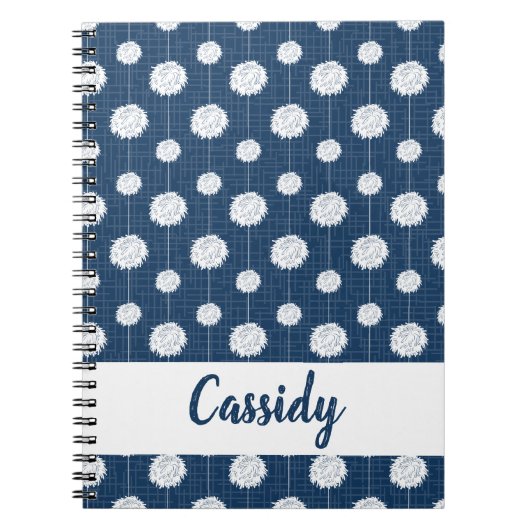 Navy Blue Cheerleader Pom Pom Pattern Notitieboek (Voorkant)