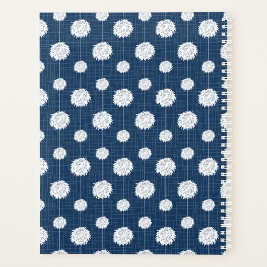 Navy Blue Cheerleader Pom Pom Pattern Planner (Achterkant)