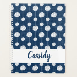 Navy Blue Cheerleader Pom Pom Pattern Planner