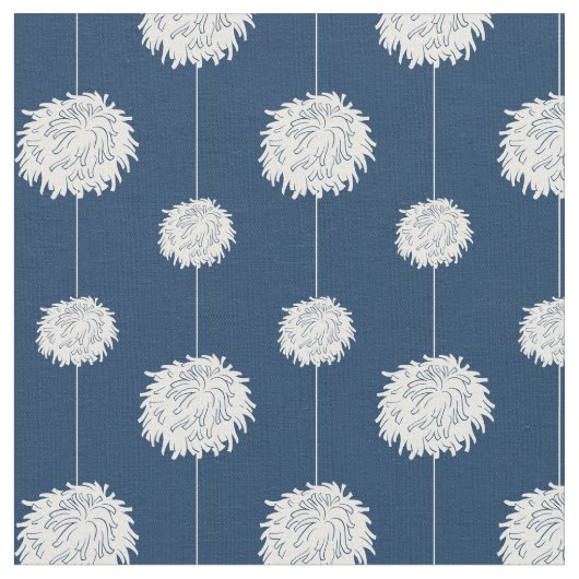 Navy Blue Cheerleader Pom Pom Pattern Stof (Close Up)