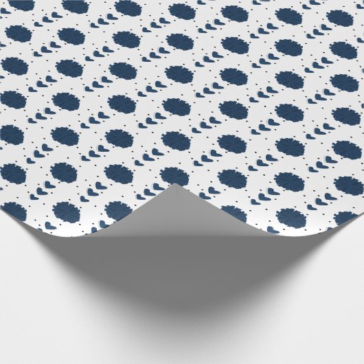 Navy Blue Cheerleader Pom Poms & Hearts Pattern Cadeaupapier (Hoek)