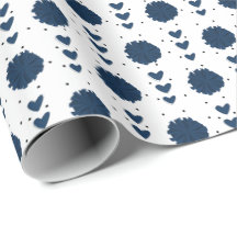 Navy Blue Cheerleader Pom Poms & Hearts Pattern