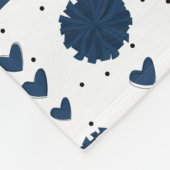 Navy Blue Cheerleader Pom Poms & Hearts Pattern Fleece Deken (Hoek)