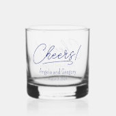 Navy Blue Cheers gepersonaliseerde bruiloft Whisky Glas (Voorkant)