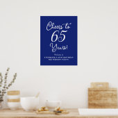 Navy Blue Cheers naar 65 jaar pensioen Welkom Poster (Keuken)