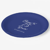 Navy Blue Cheers naar 75 jaar 75ste verjaardag Papieren Bordje (Gekanteld)