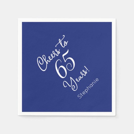 Navy Blue Cheers tot 65 jaar 65e verjaardag Servet (Voorkant)