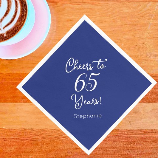 Navy Blue Cheers tot 65 jaar 65e verjaardag Servet