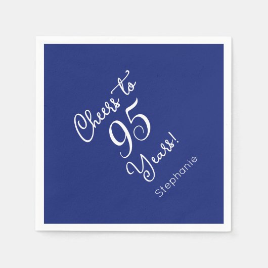 Navy Blue Cheers voor 95 jaar 95ste verjaardag Servet (Voorkant)
