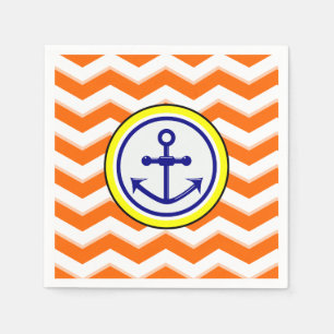 Navy Blue Chevron Anker Narrow Black Roundel Servet