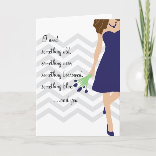 Navy Blue Chevron... ben je mijn Bridesmaid (Voorkant)