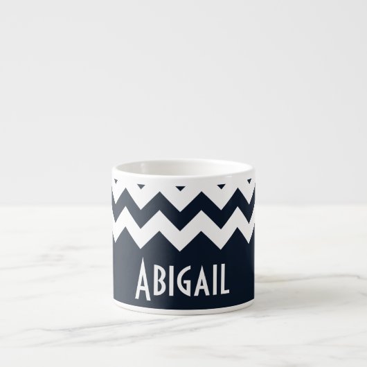 Navy Blue Chevron Espresso Kop (Voorkant)