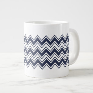 Navy Blue Chevron Grote Koffiekop