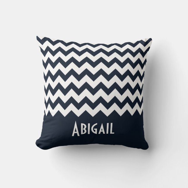 Navy Blue Chevron Kussen (Voorkant)