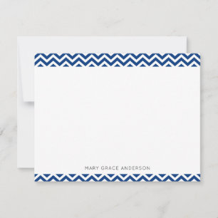 Navy Blue Chevron Modern Elegant Trendy Stylish Notitiekaartje