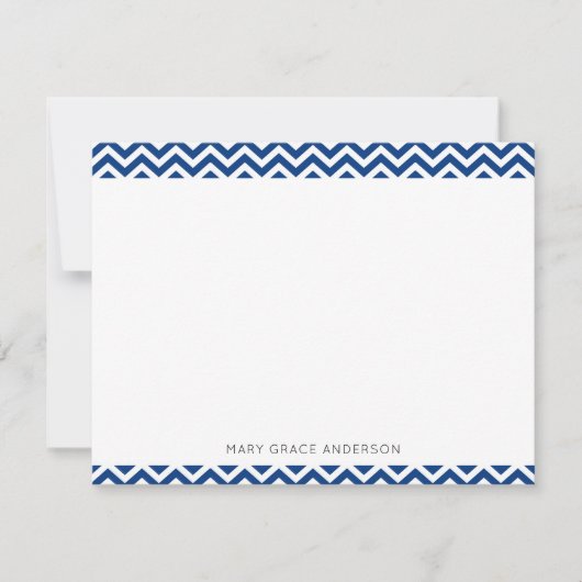 Navy Blue Chevron Modern Elegant Trendy Stylish Notitiekaartje (Voorkant)