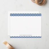 Navy Blue Chevron Modern Elegant Trendy Stylish Notitiekaartje (Voorkant / Achterkant in situ)