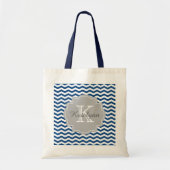 Navy Blue Chevron Monogram Canvas tas (Voorkant)