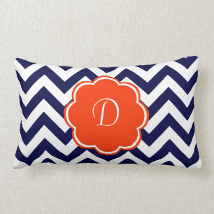 Navy Blue Chevron Monogram Kussen
